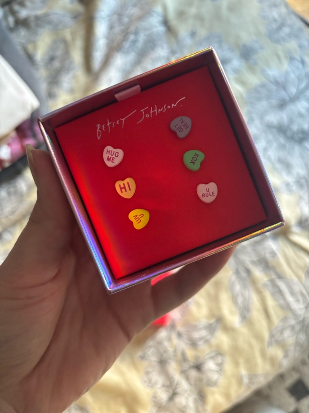 Betsey Johnson Multicolor Conversation Heart Stud Earring Set